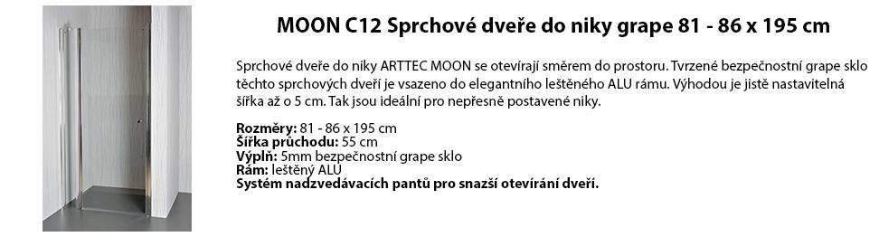 MOON C12 Sprchové dveře do niky grape 81 - 86 x 195 cm